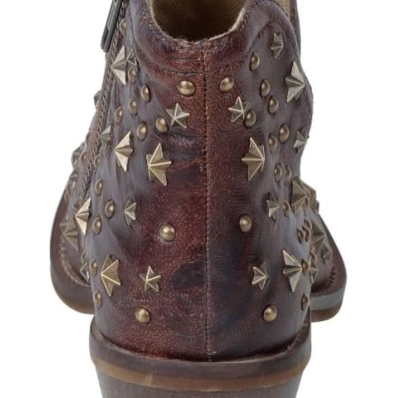 Myra Bag Brown and White Ankle Booties with Intricate Cutouts - Picture 3 of 4